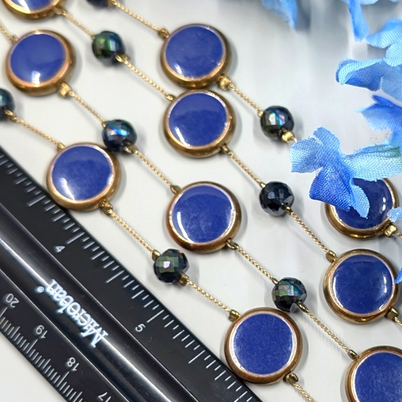 Charming Charlie Signed Extra Long 40" Genuine Crystal Station Necklace - Picture 3 of 4